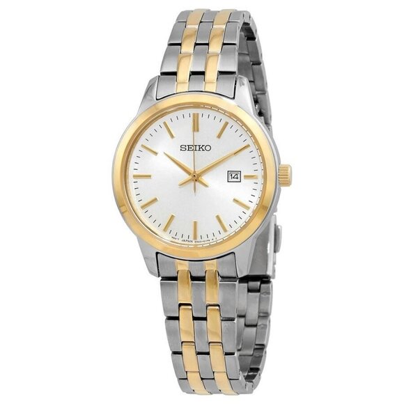 NWT Authentic Seiko Classic Quartz White Dial Two-tone Women's Watch - Picture 1 of 3